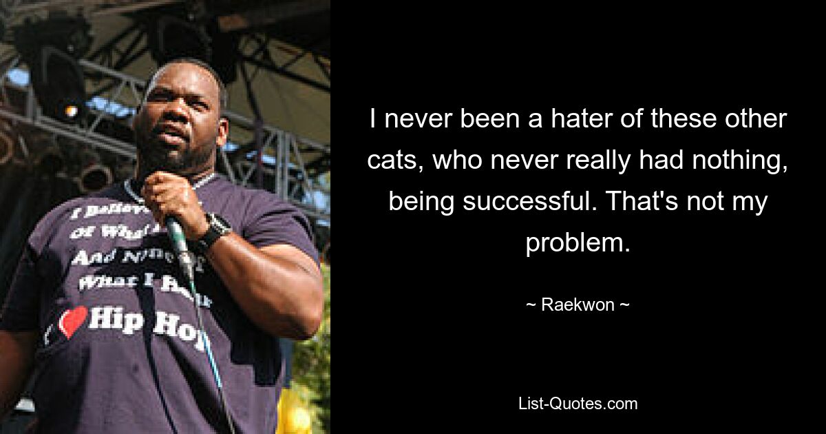 I never been a hater of these other cats, who never really had nothing, being successful. That's not my problem. — © Raekwon