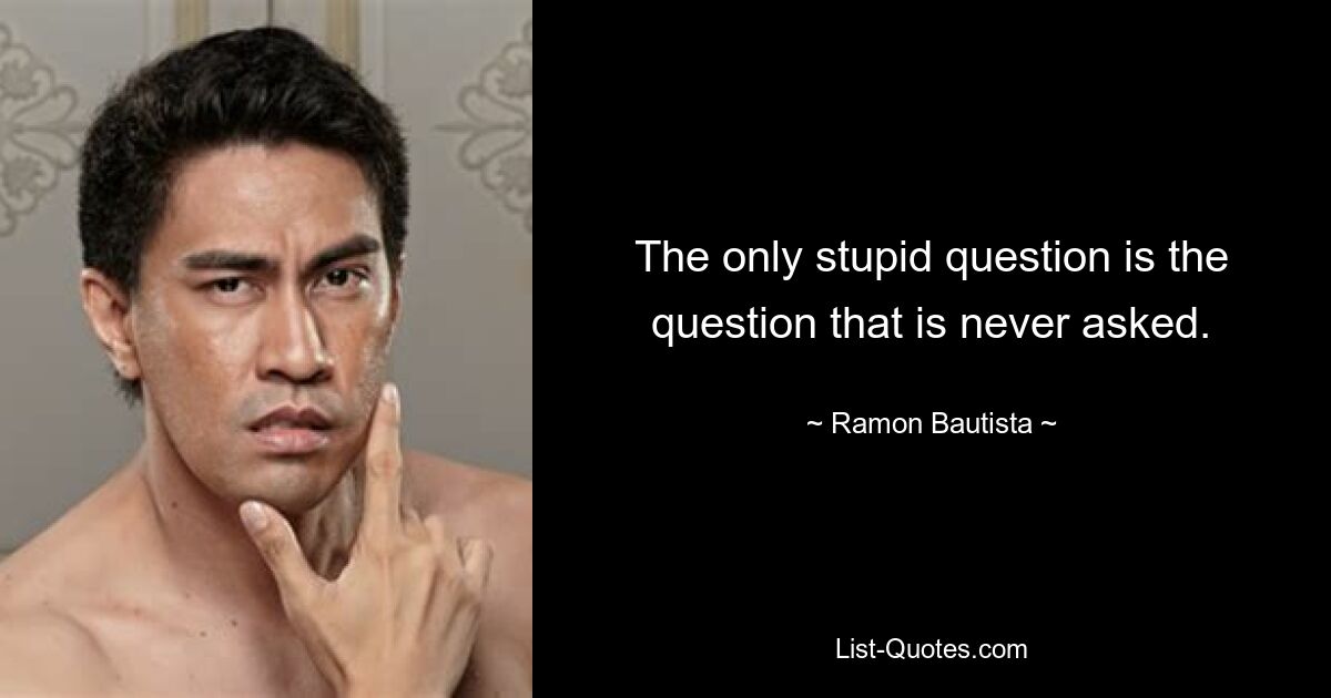 The only stupid question is the question that is never asked. — © Ramon Bautista