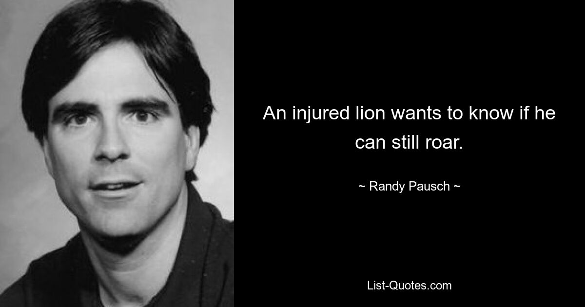 An injured lion wants to know if he can still roar. — © Randy Pausch