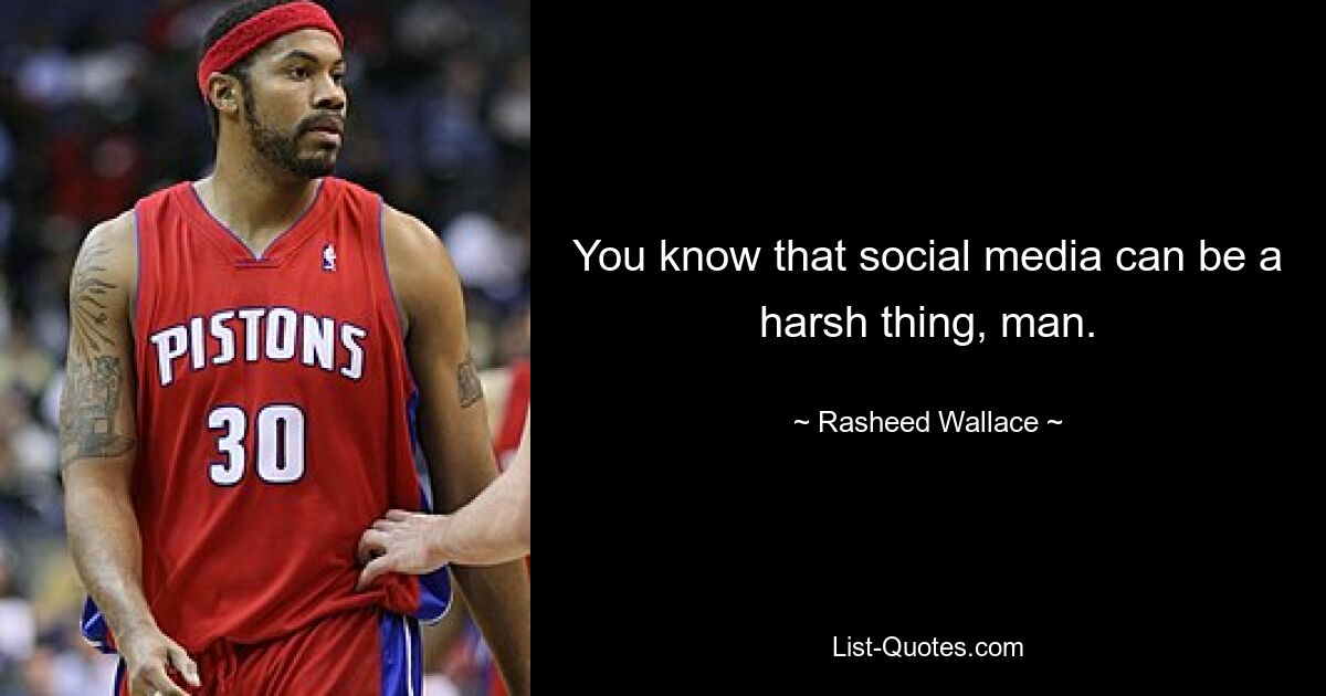 You know that social media can be a harsh thing, man. — © Rasheed Wallace