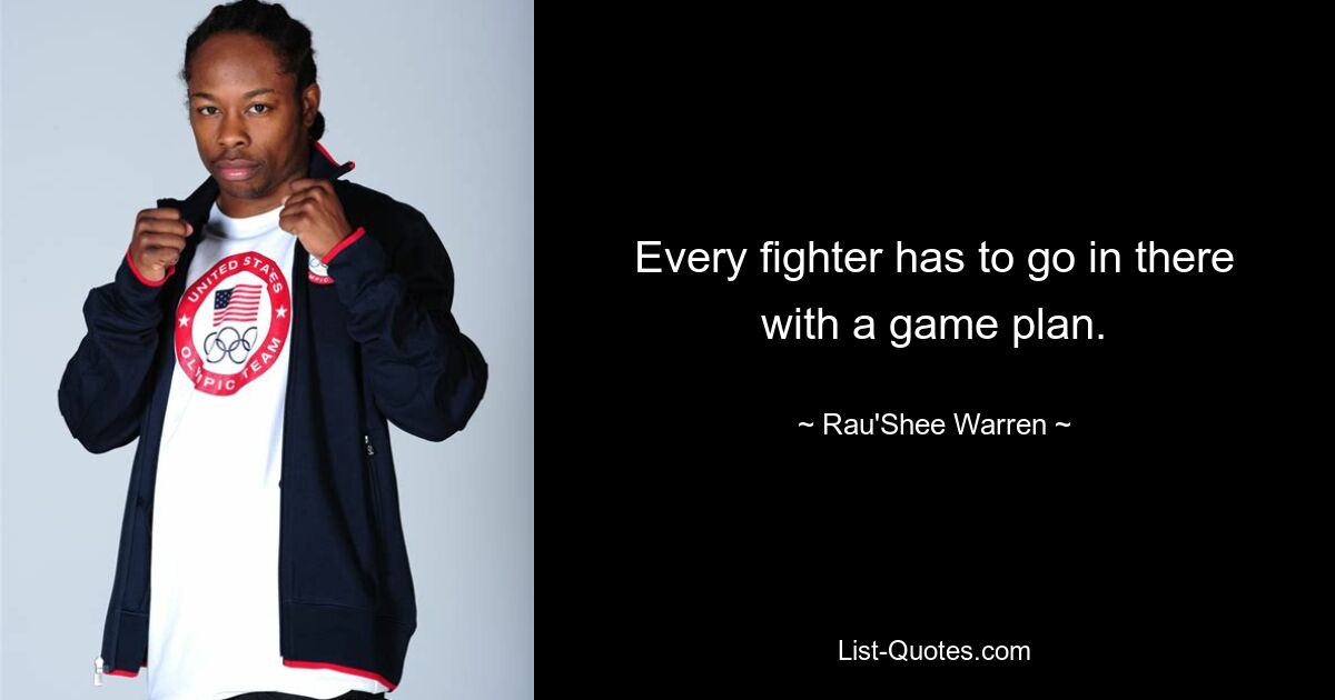 Every fighter has to go in there with a game plan. — © Rau'Shee Warren