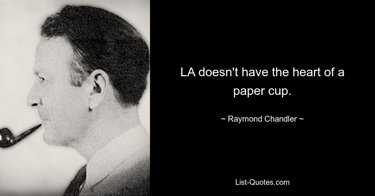 LA doesn't have the heart of a paper cup. — © Raymond Chandler