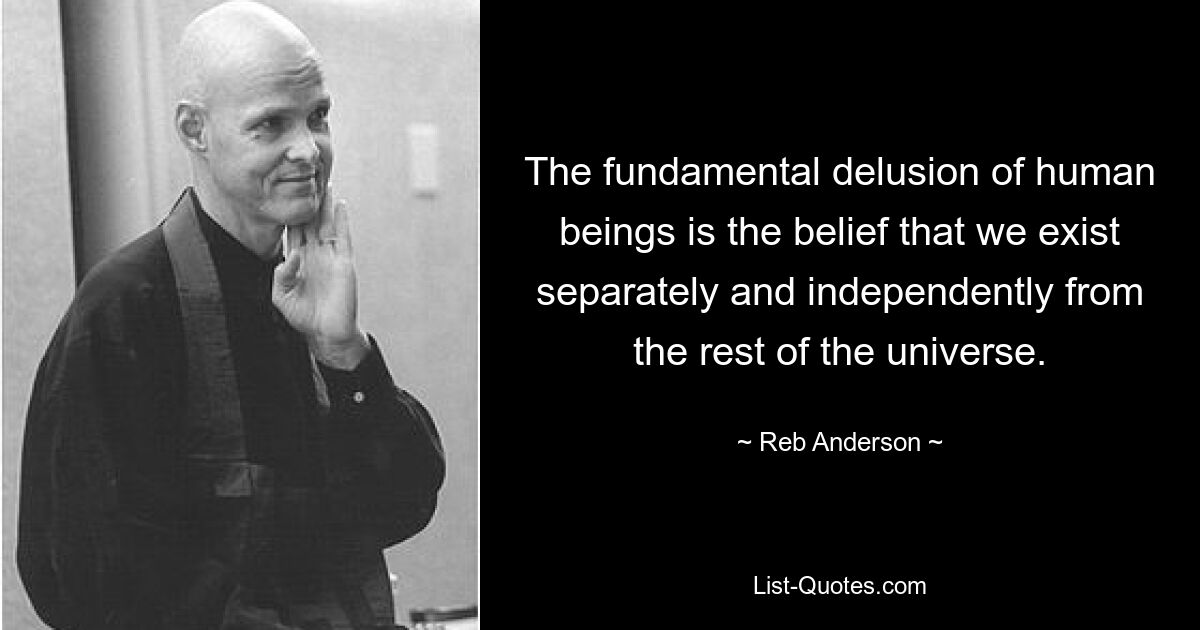 The fundamental delusion of human beings is the belief that we exist separately and independently from the rest of the universe. — © Reb Anderson