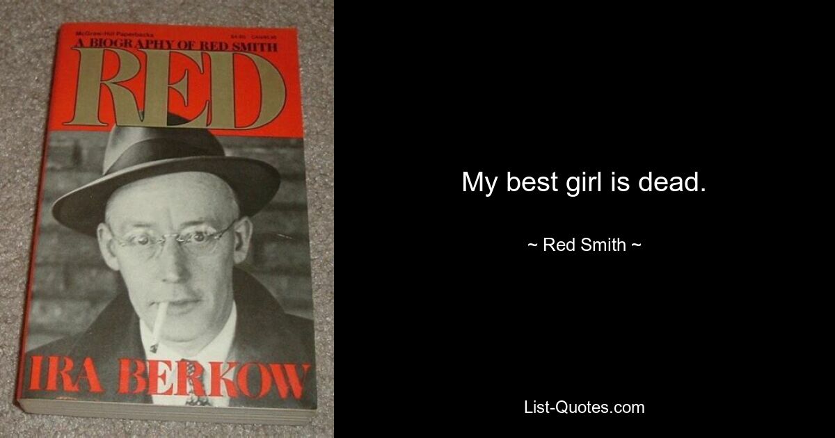 My best girl is dead. — © Red Smith