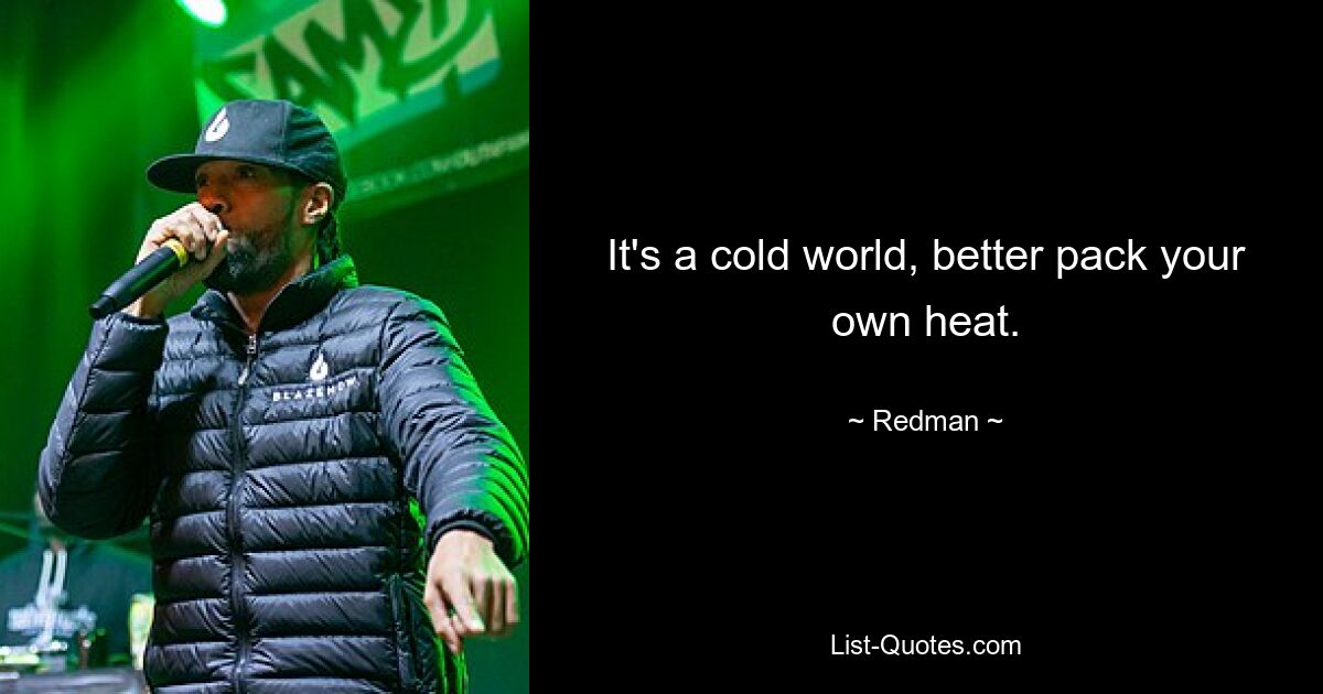 It's a cold world, better pack your own heat. — © Redman