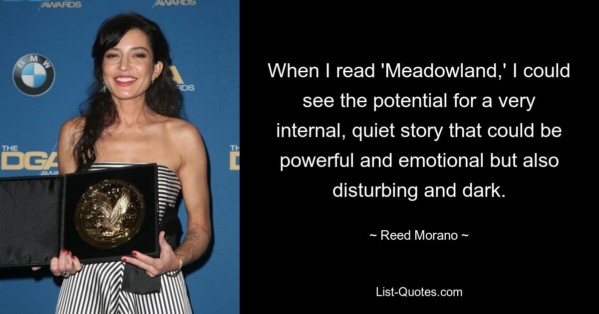 When I read 'Meadowland,' I could see the potential for a very internal, quiet story that could be powerful and emotional but also disturbing and dark. — © Reed Morano