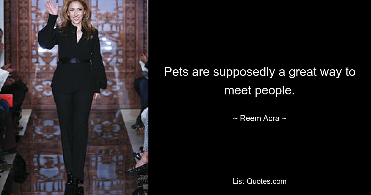 Pets are supposedly a great way to meet people. — © Reem Acra