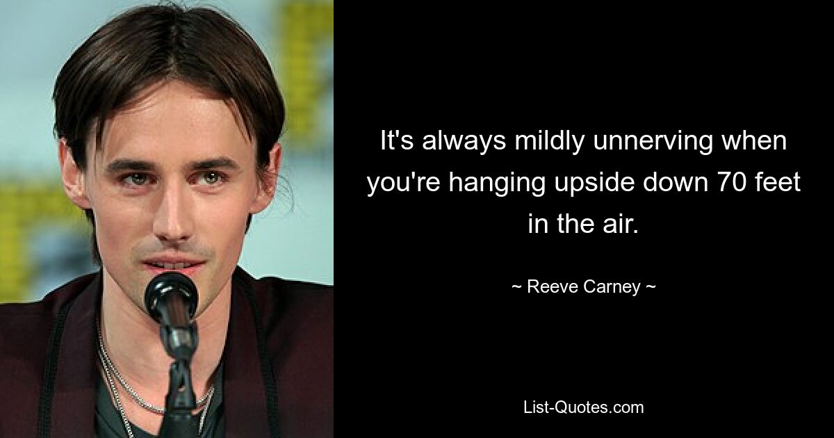 It's always mildly unnerving when you're hanging upside down 70 feet in the air. — © Reeve Carney