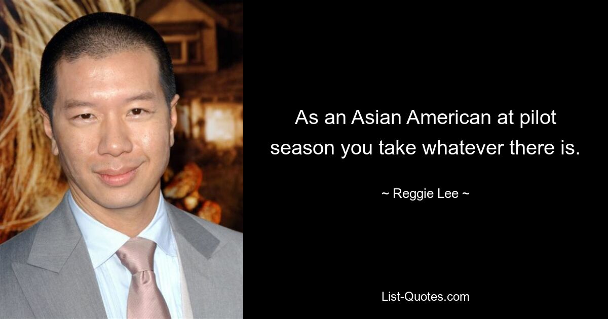 As an Asian American at pilot season you take whatever there is. — © Reggie Lee