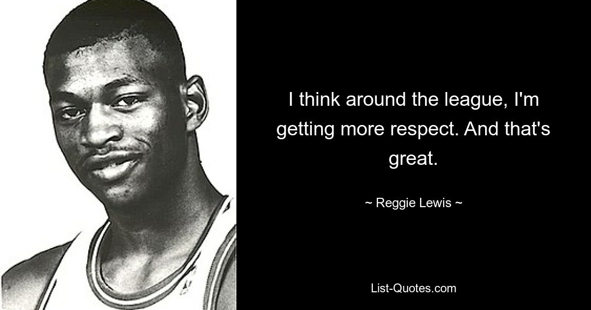 I think around the league, I'm getting more respect. And that's great. — © Reggie Lewis