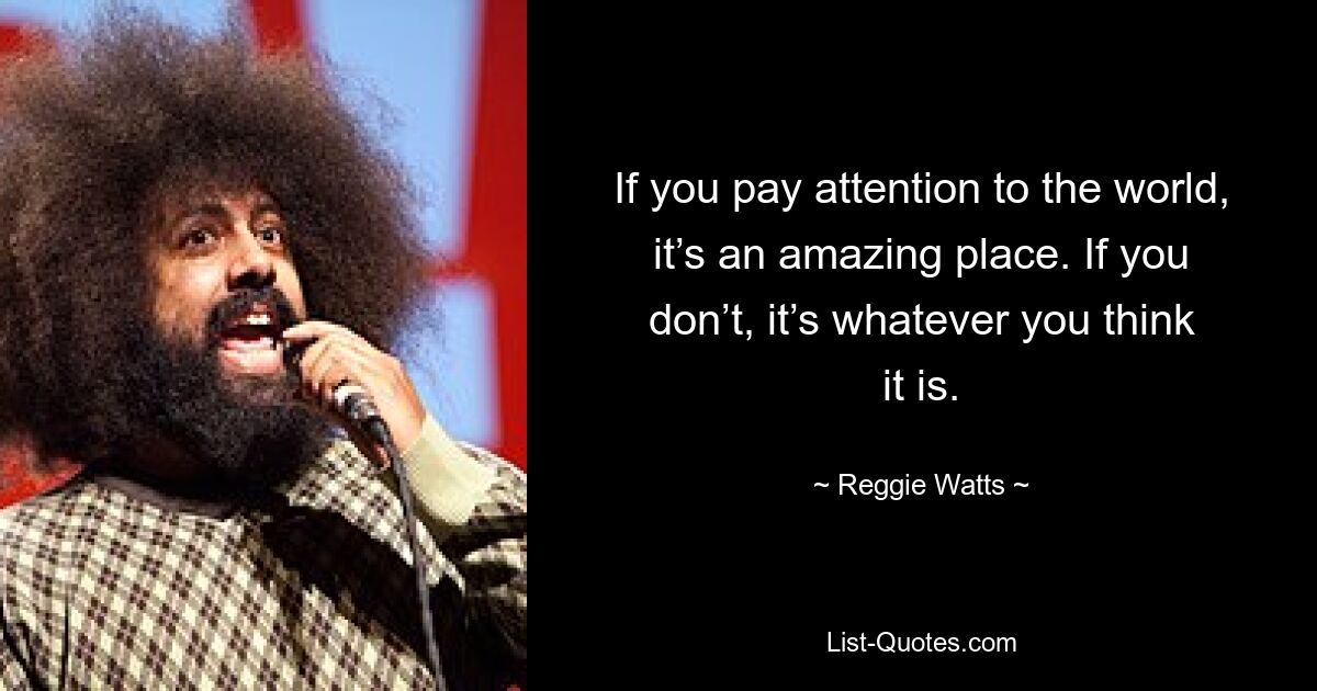 If you pay attention to the world, it’s an amazing place. If you don’t, it’s whatever you think it is. — © Reggie Watts