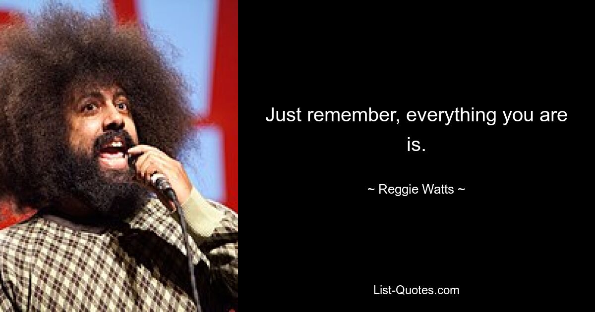 Just remember, everything you are is. — © Reggie Watts