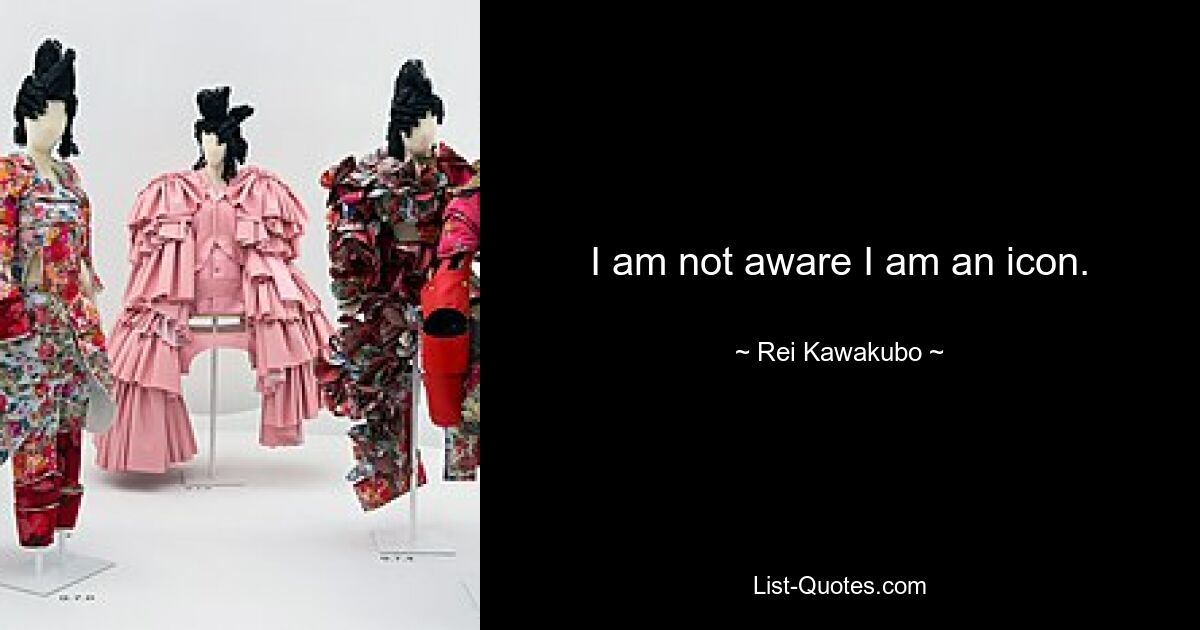 I am not aware I am an icon. — © Rei Kawakubo