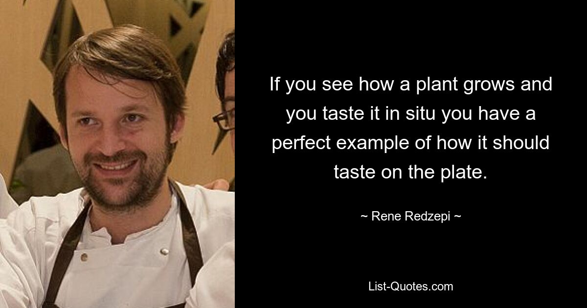 If you see how a plant grows and you taste it in situ you have a perfect example of how it should taste on the plate. — © Rene Redzepi