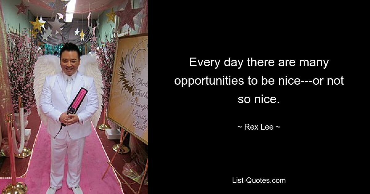 Every day there are many opportunities to be nice---or not so nice. — © Rex Lee