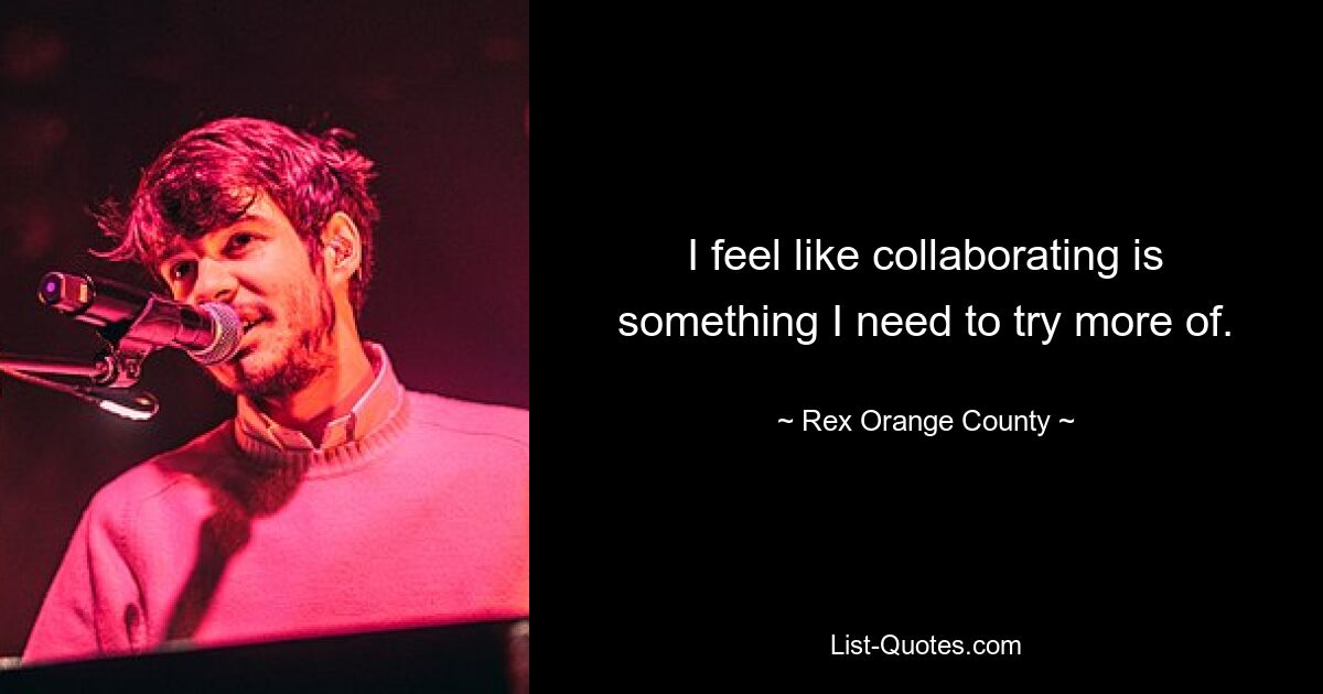 I feel like collaborating is something I need to try more of. — © Rex Orange County