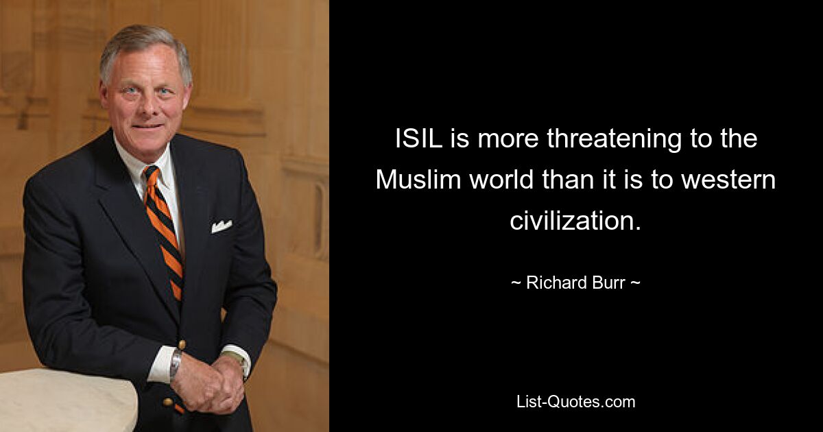 ISIL is more threatening to the Muslim world than it is to western civilization. — © Richard Burr