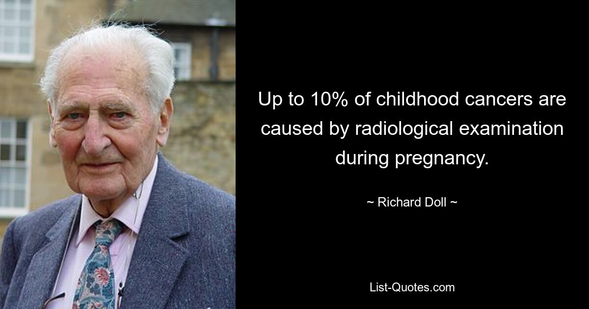 Up to 10% of childhood cancers are caused by radiological examination during pregnancy. — © Richard Doll