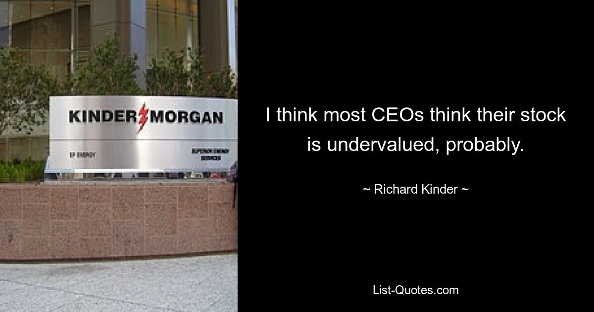 I think most CEOs think their stock is undervalued, probably. — © Richard Kinder