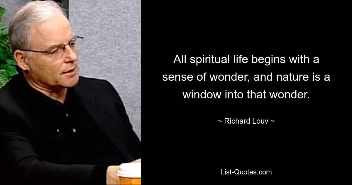 All spiritual life begins with a sense of wonder, and nature is a window into that wonder. — © Richard Louv