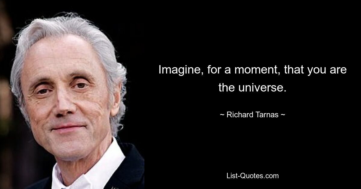 Imagine, for a moment, that you are the universe. — © Richard Tarnas