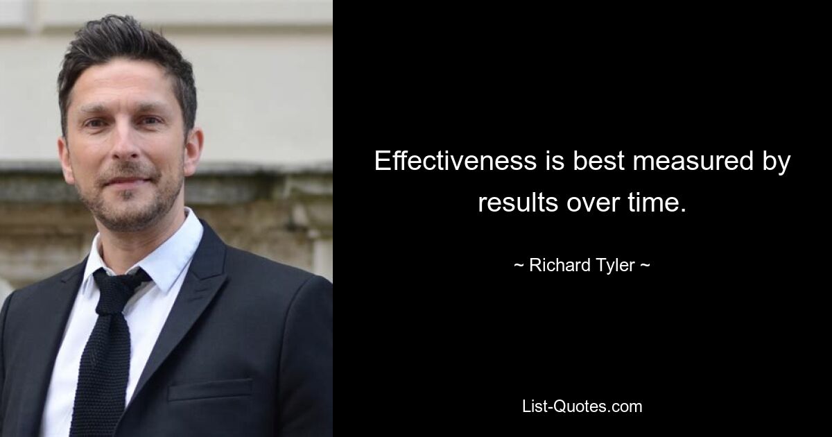 Effectiveness is best measured by results over time. — © Richard Tyler