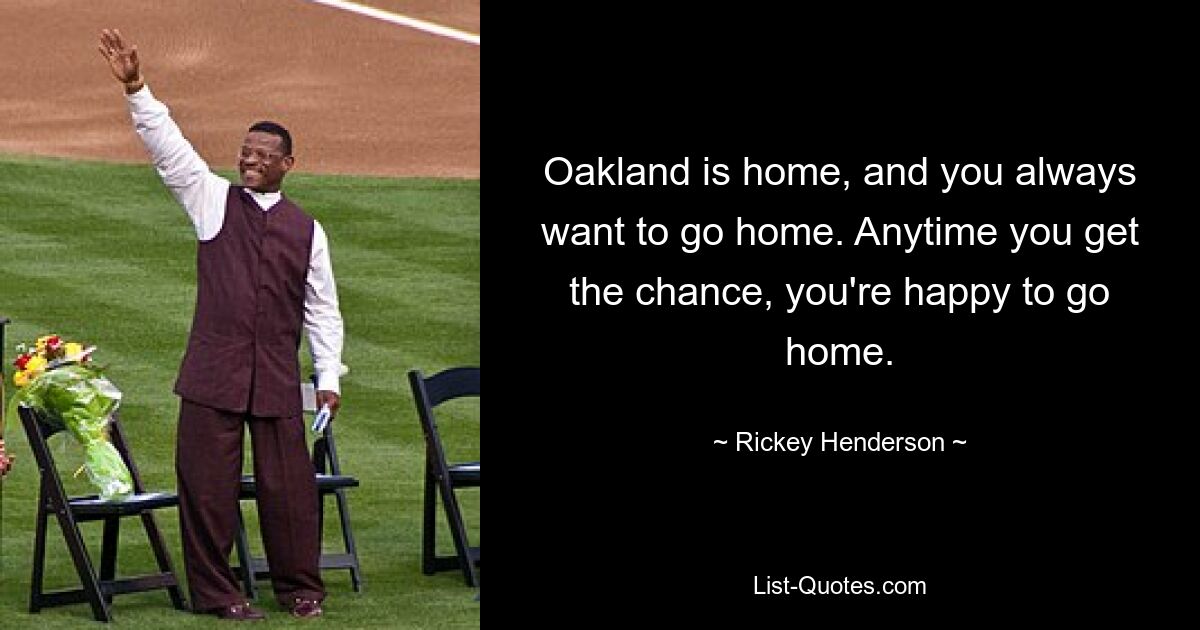 Oakland is home, and you always want to go home. Anytime you get the chance, you're happy to go home. — © Rickey Henderson