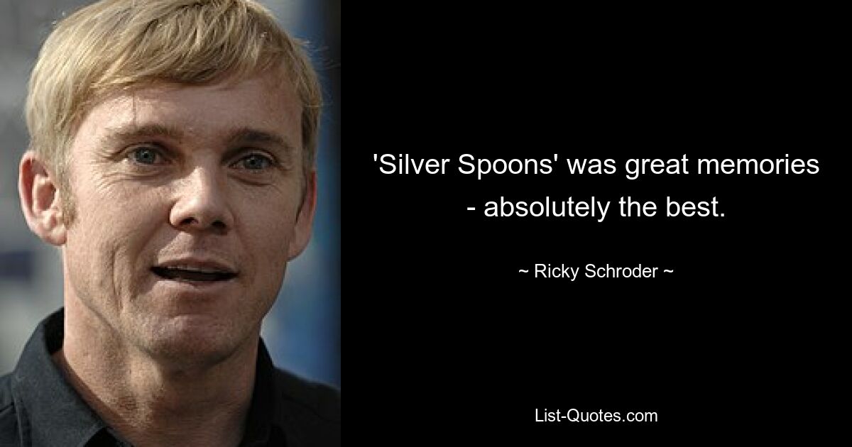 'Silver Spoons' was great memories - absolutely the best. — © Ricky Schroder