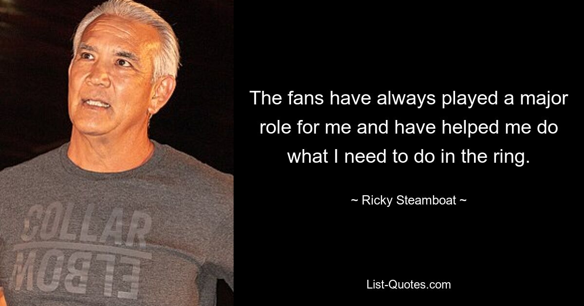 The fans have always played a major role for me and have helped me do what I need to do in the ring. — © Ricky Steamboat