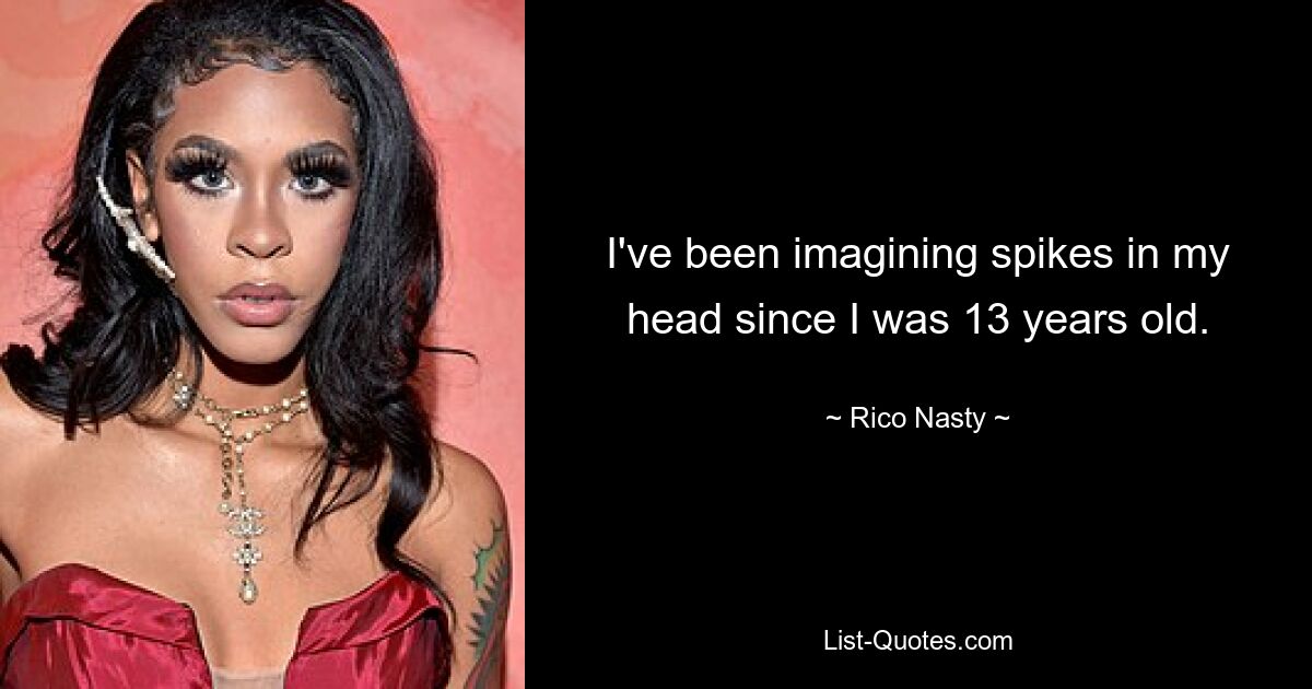 I've been imagining spikes in my head since I was 13 years old. — © Rico Nasty