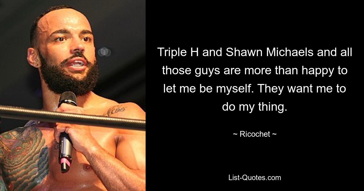 Triple H and Shawn Michaels and all those guys are more than happy to let me be myself. They want me to do my thing. — © Ricochet