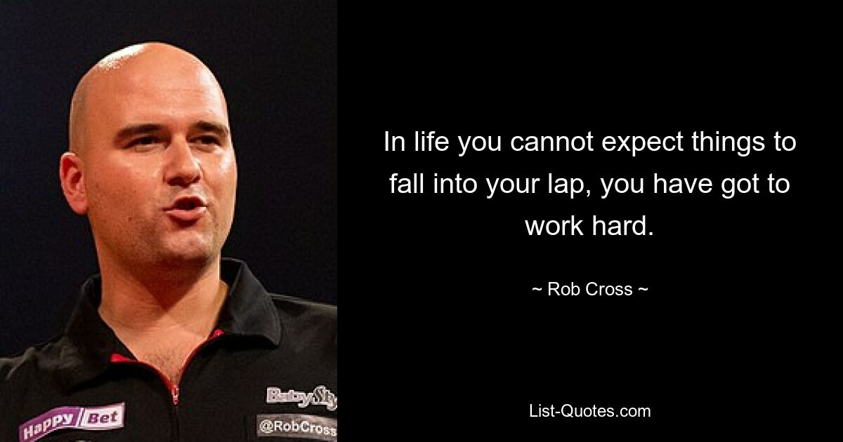 In life you cannot expect things to fall into your lap, you have got to work hard. — © Rob Cross