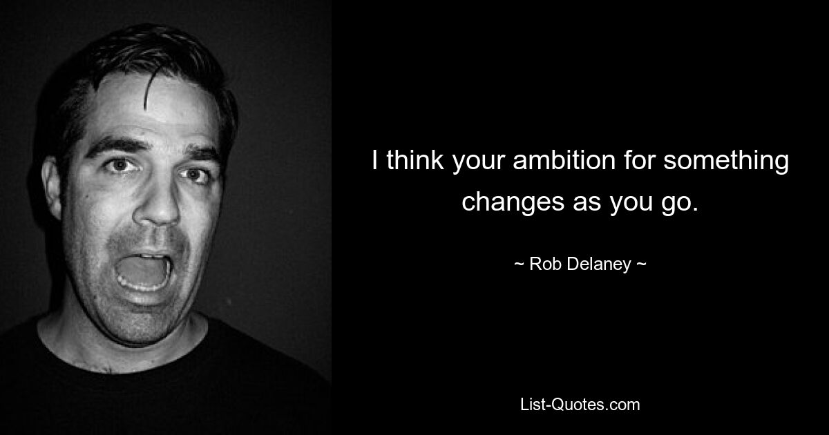 I think your ambition for something changes as you go. — © Rob Delaney