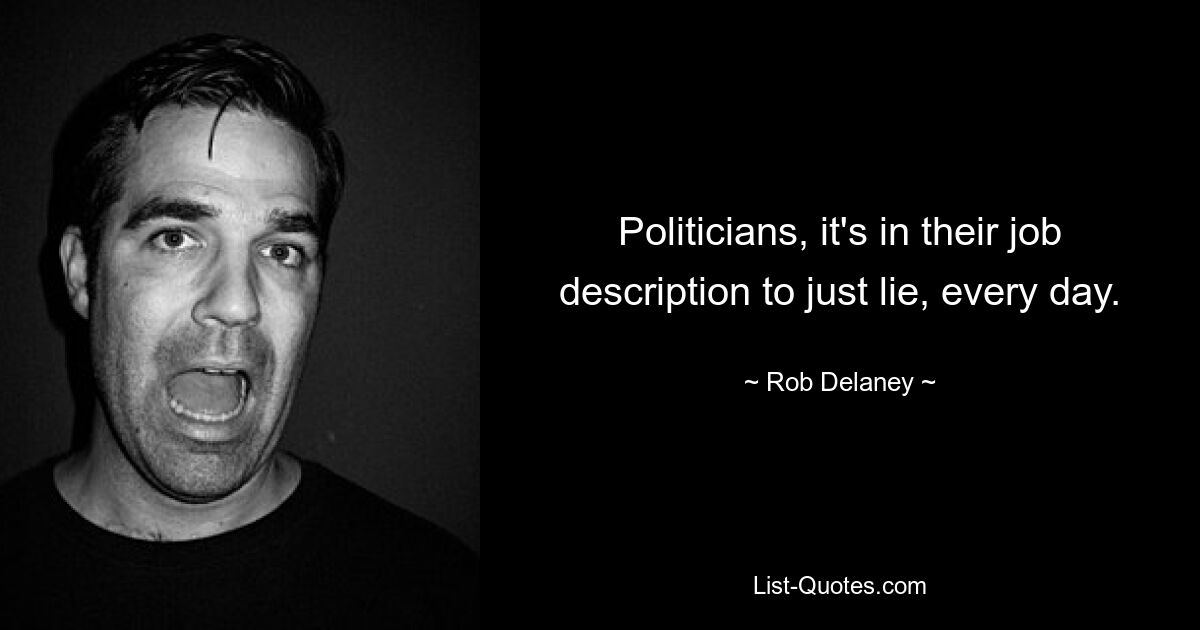 Politicians, it's in their job description to just lie, every day. — © Rob Delaney