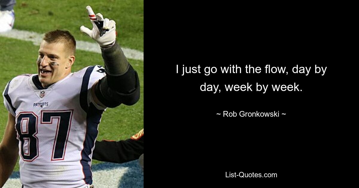 I just go with the flow, day by day, week by week. — © Rob Gronkowski