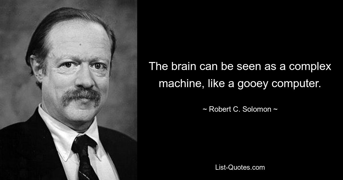 The brain can be seen as a complex machine, like a gooey computer. — © Robert C. Solomon