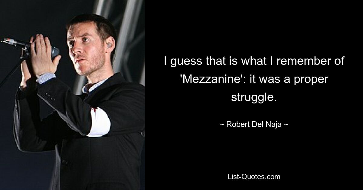 I guess that is what I remember of 'Mezzanine': it was a proper struggle. — © Robert Del Naja