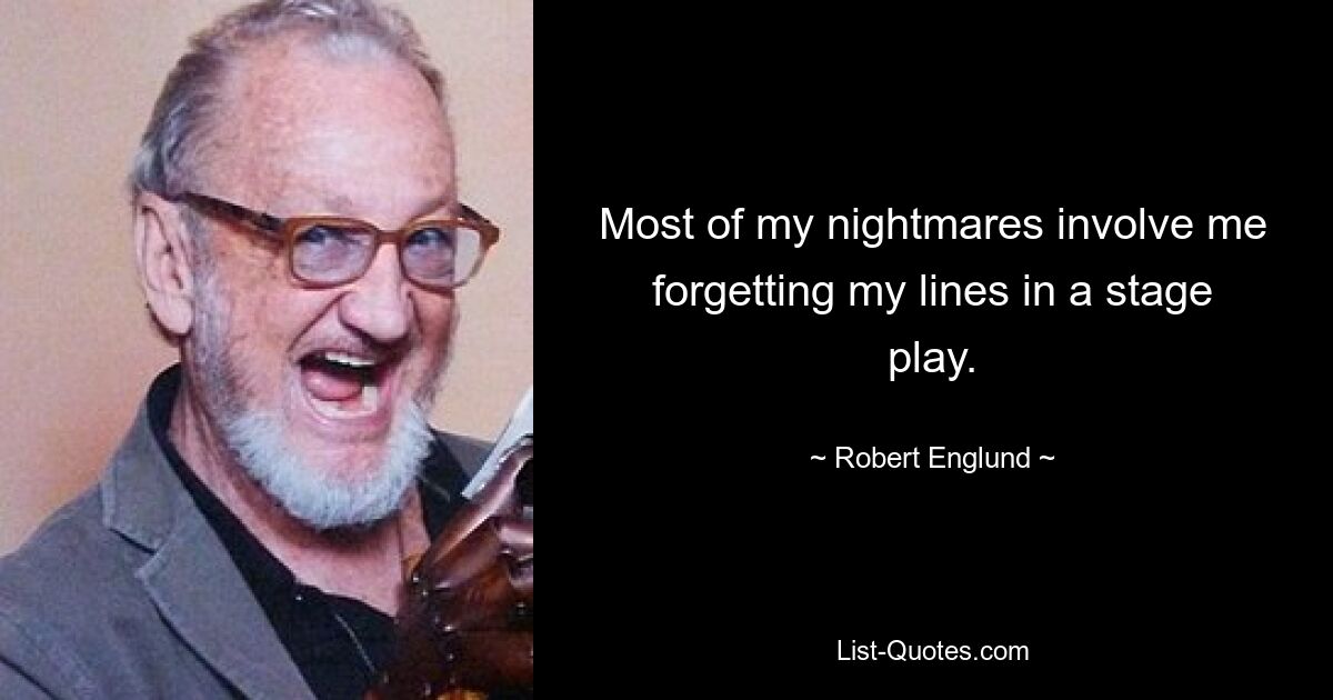 Most of my nightmares involve me forgetting my lines in a stage play. — © Robert Englund