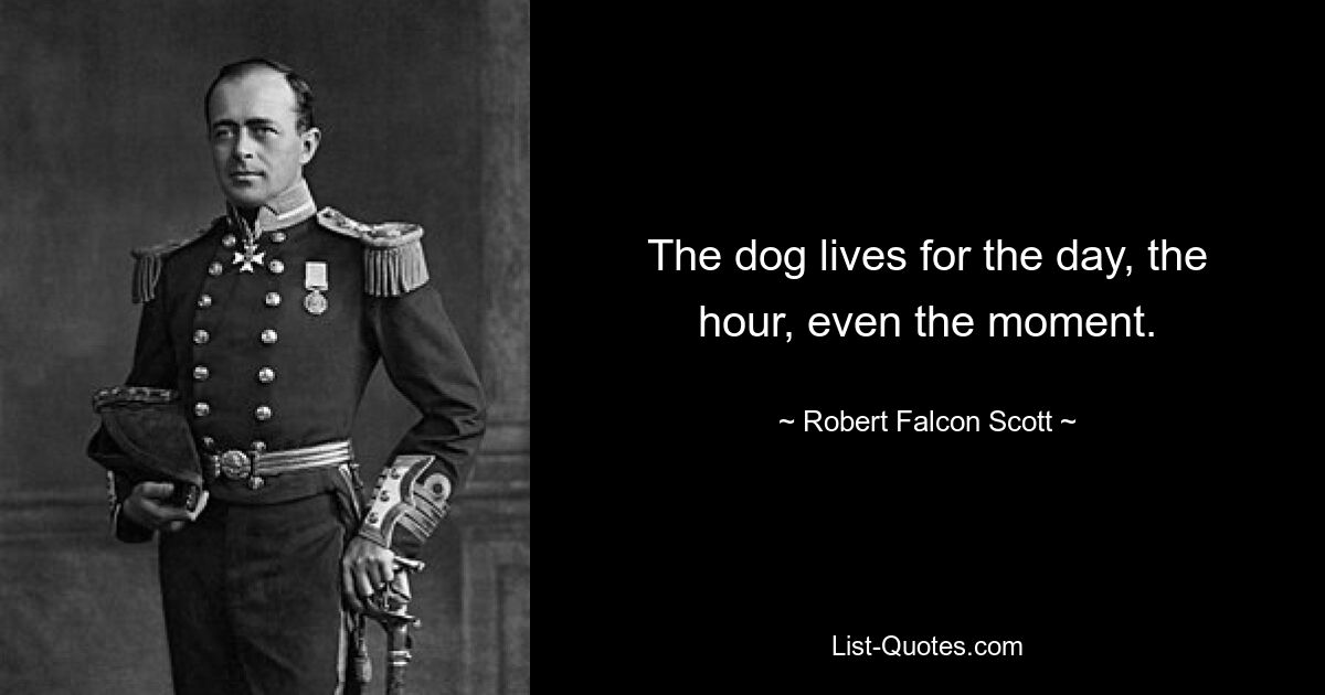 The dog lives for the day, the hour, even the moment. — © Robert Falcon Scott