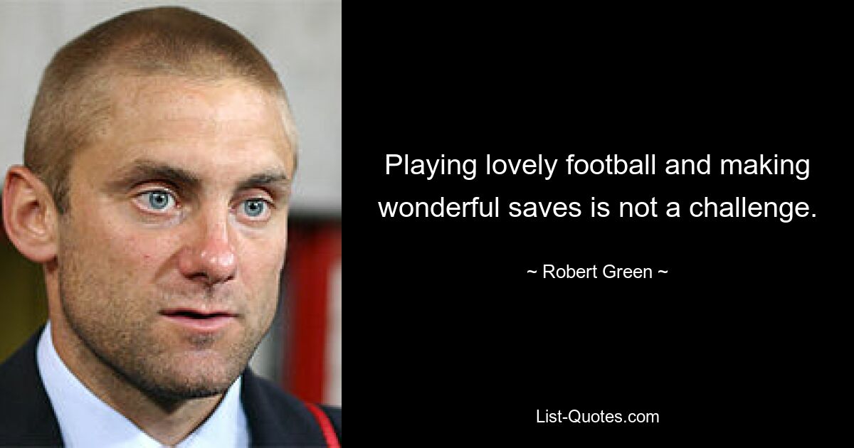 Playing lovely football and making wonderful saves is not a challenge. — © Robert Green