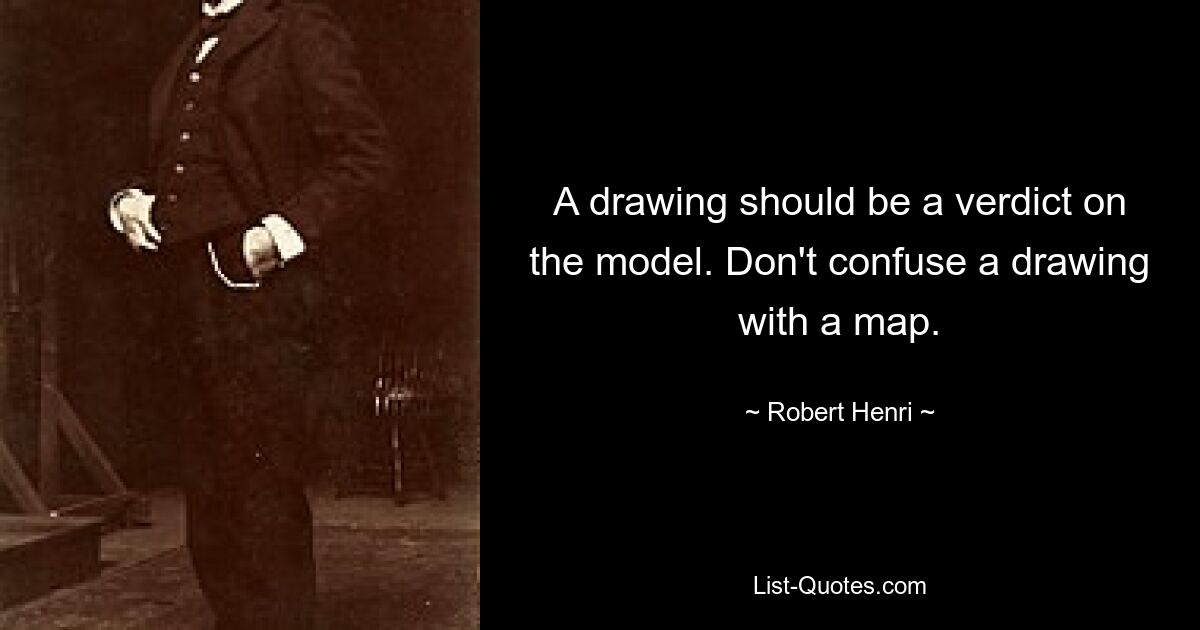 A drawing should be a verdict on the model. Don't confuse a drawing with a map. — © Robert Henri