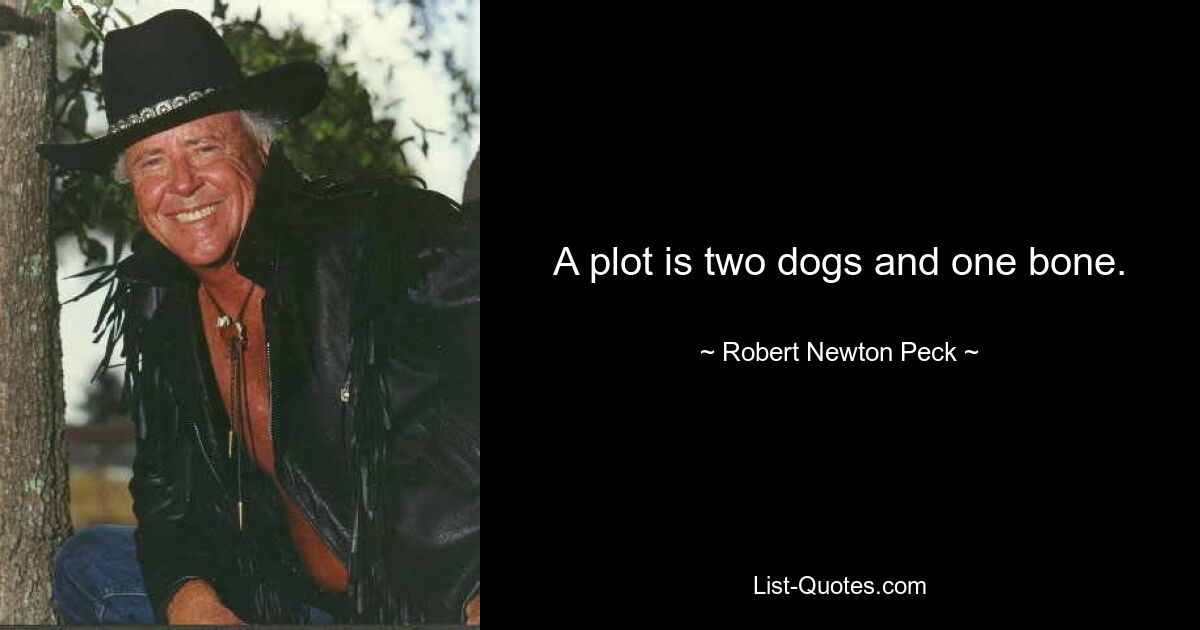 A plot is two dogs and one bone. — © Robert Newton Peck