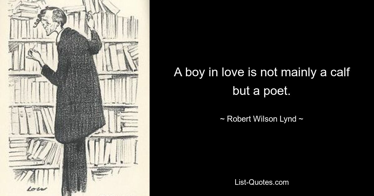 A boy in love is not mainly a calf but a poet. — © Robert Wilson Lynd