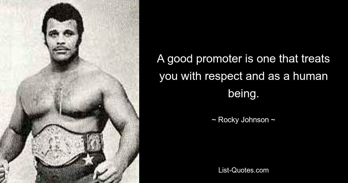 A good promoter is one that treats you with respect and as a human being. — © Rocky Johnson