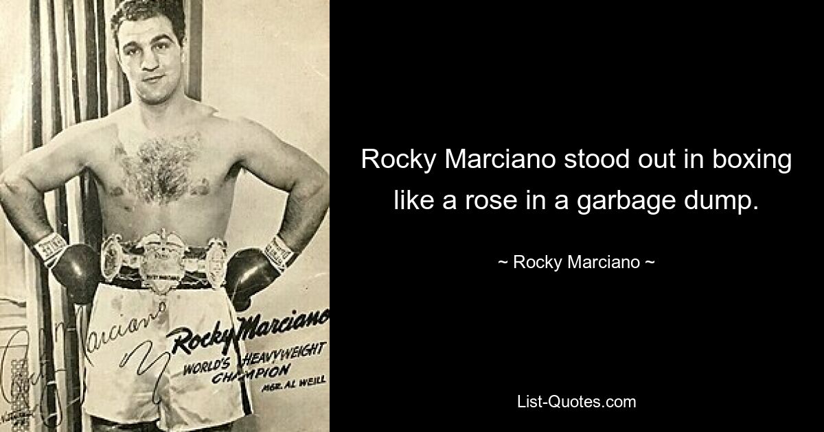 Rocky Marciano stood out in boxing like a rose in a garbage dump. — © Rocky Marciano