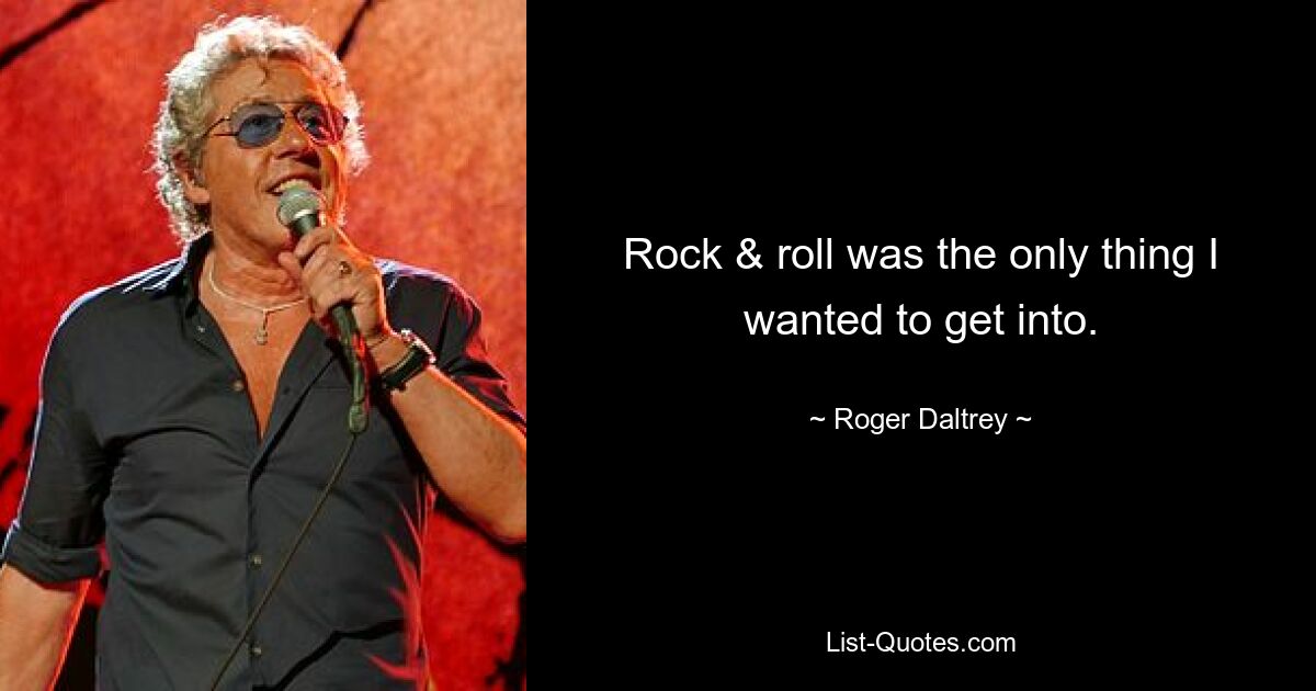 Rock & roll was the only thing I wanted to get into. — © Roger Daltrey