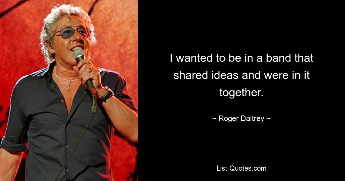 I wanted to be in a band that shared ideas and were in it together. — © Roger Daltrey