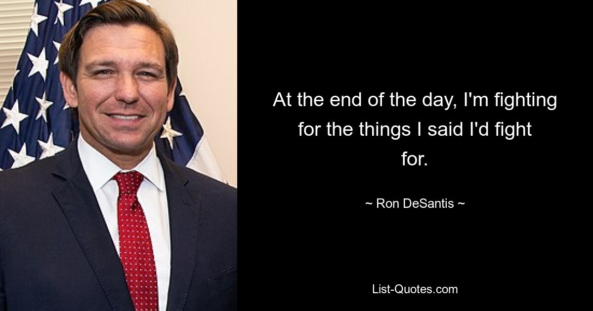 At the end of the day, I'm fighting for the things I said I'd fight for. — © Ron DeSantis