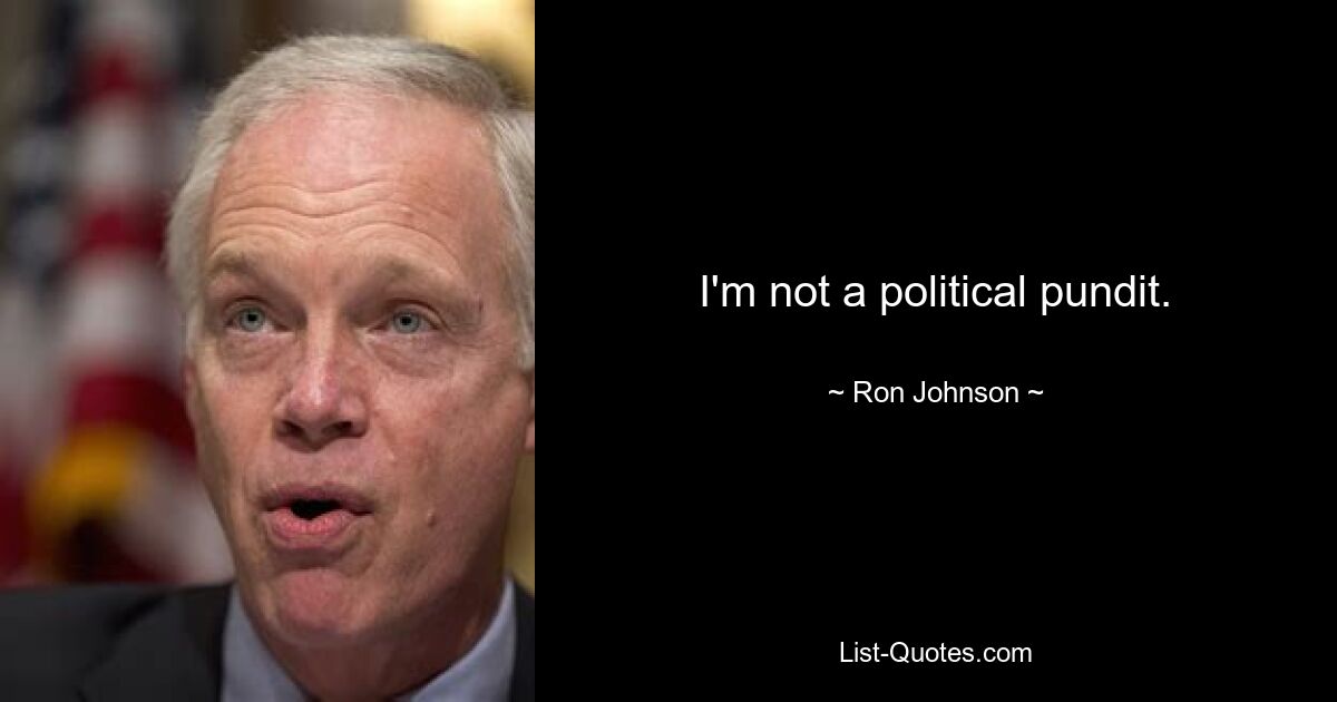 I'm not a political pundit. — © Ron Johnson