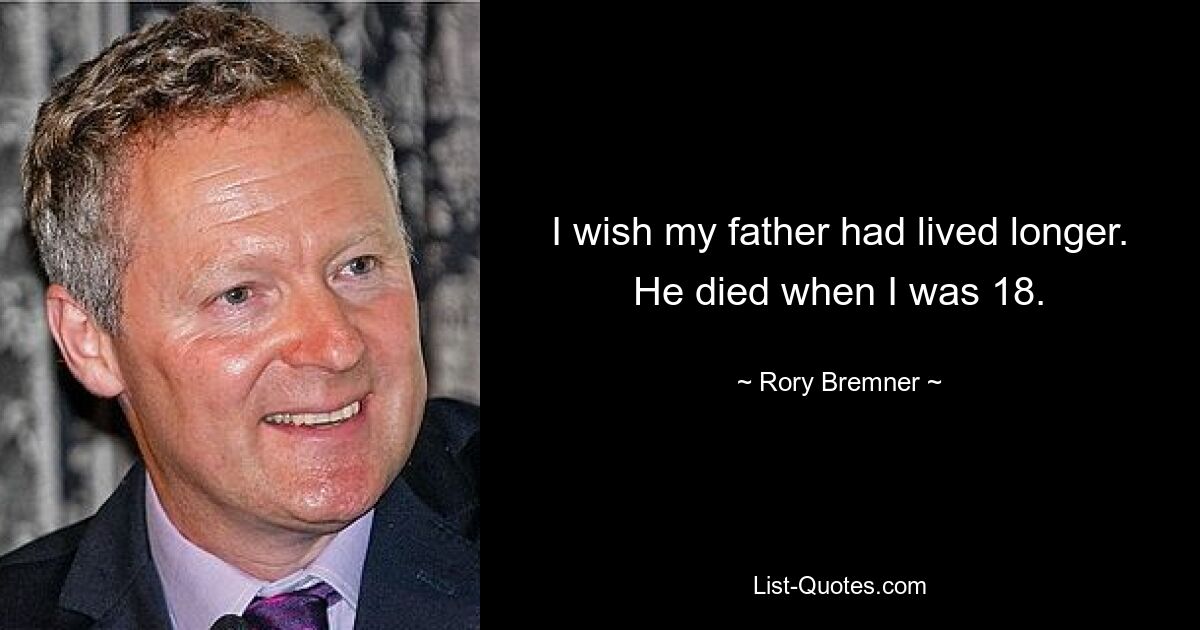 I wish my father had lived longer. He died when I was 18. — © Rory Bremner